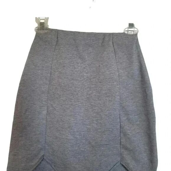 Missguided Women's Heather Gray Cotton/Poly/Spandex Stretchy Knit Scalloped Hem - Picture 3 of 8